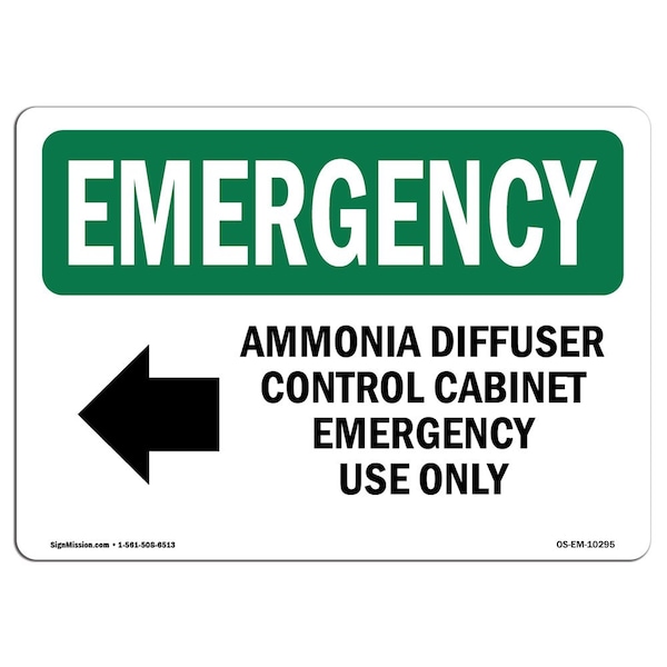 OSHA EMERGENCY, 7" Height, 10" Width, Alum, 10" W, 7" H, Landscape, Ammonia Diffuser Control